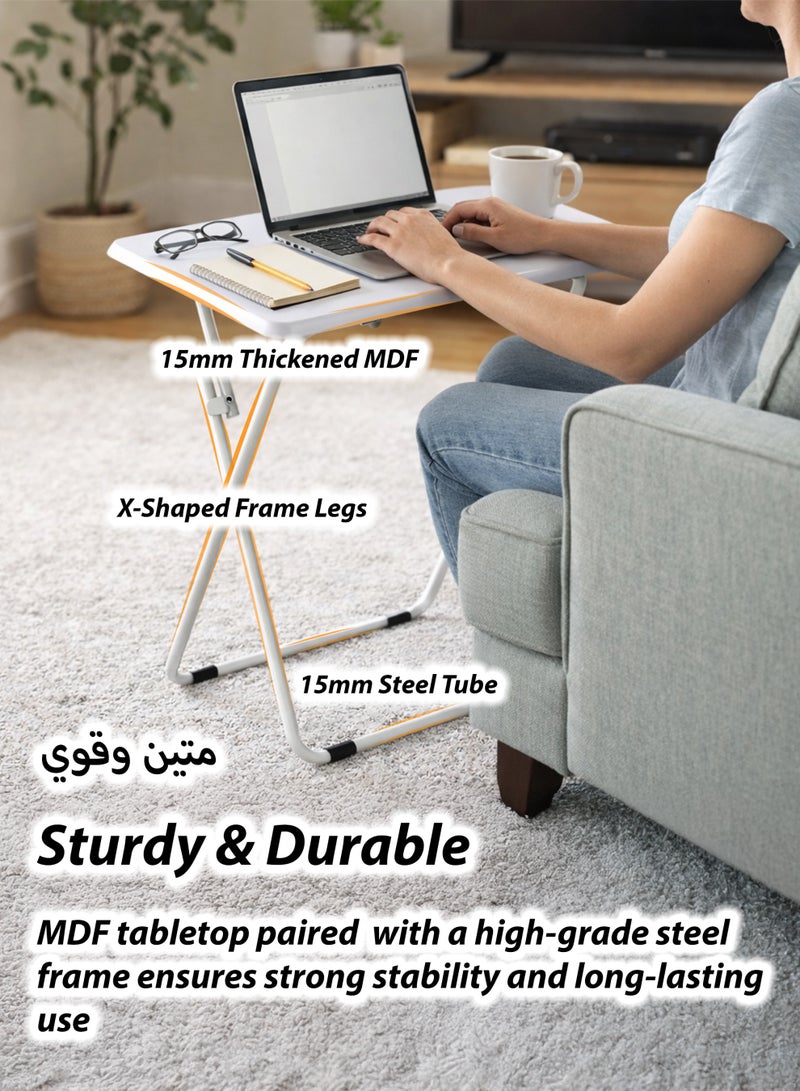 Toshionics Multi-Function Folding Table 60×40×70cm | Sofa Side Table, Laptop Desk, Coffee & Dinner Table | Wooden MDF Top with Steel Frame | Portable Black Foldable Home Office Table - Image 3